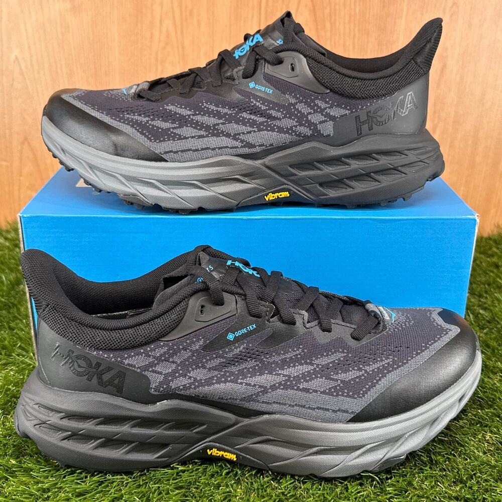 HOKA Speedgoat 5 GORE-TEX Black Blue Trail Shoes 1127912-BBLC Men's Size 8